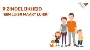 GGD Zuid Limburg met de titel “Zindelijkheid: ‘Een luier maakt luier’.” De banner toont een geïllustreerde familie bestaande uit een vader, een zwangere moeder, een jonge dochter, een peuterzoon en een kat. Rechtsboven is het logo van GGD Zuid Limburg zichtbaar. Deze afbeelding beschikt over een link naar Youtube